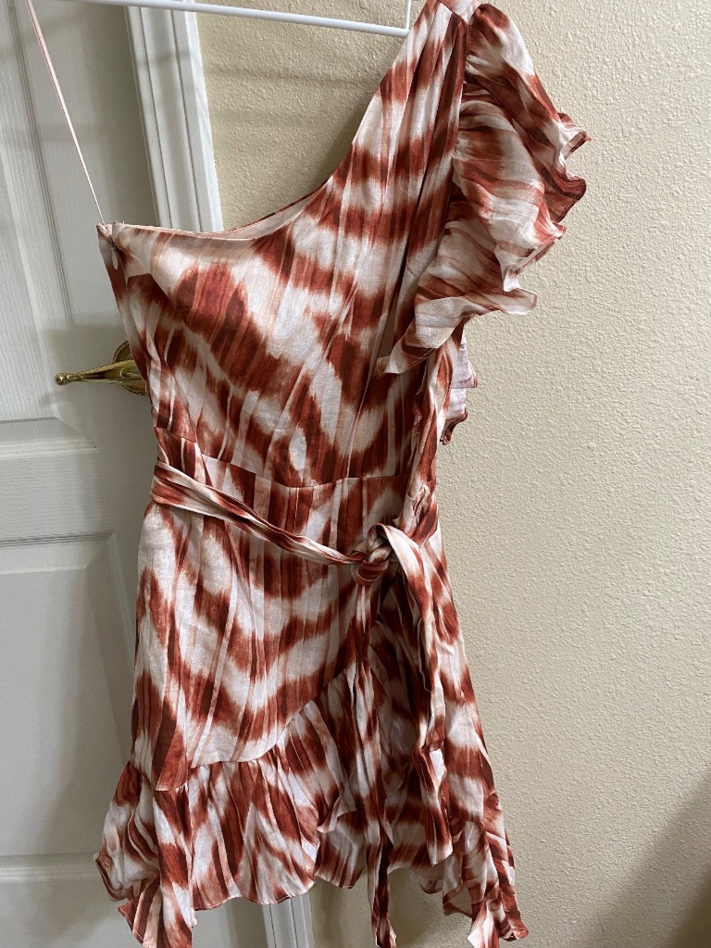 Banana Republic One-Shoulder Tie-Dye Ruffle Dress
